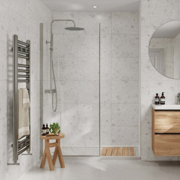 Multipanel White Terrazzo Large Tile Effect Shower Panel