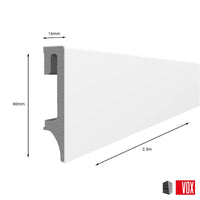 White Vox Espumo Skirting Board | 80mm x 2.5m | 1 Pack