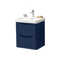 Kartell Cayo 500mm Wall Mounted 2 Drawer Unit & Ceramic Basin - Blue