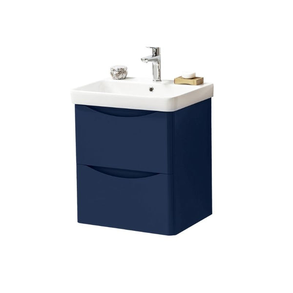 Kartell Cayo 500mm Wall Mounted 2 Drawer Unit & Ceramic Basin - Blue