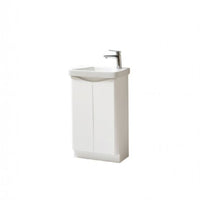 Kartell Arc 500mm Floor Standing 2 Door Cloackroom Unit & Ceramic Basin - White