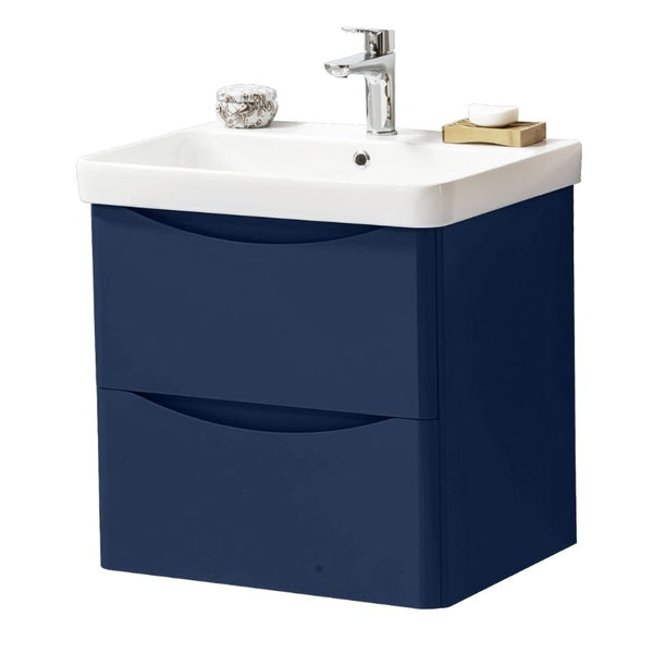 Kartell Cayo 600mm Wall Mounted 2 Drawer Unit & Ceramic Basin - Blue