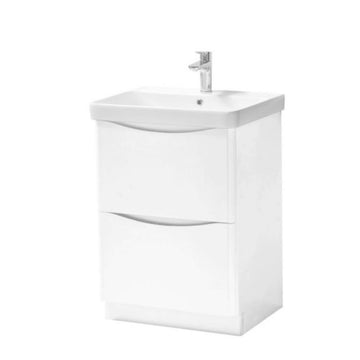 Kartell Arc 600mm Floor Standing 2 Drawer Unit & Ceramic Basin - White