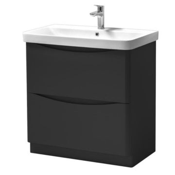 Kartell Arc 800mm Floor Standing 2 Drawer Unit & Ceramic Basin - Matt Graphite