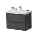 Kartell Arc 800mm Wall Mounted 2 Drawer Unit & Ceramic Basin - Matt Graphite