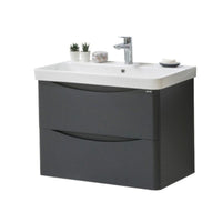 Kartell Arc 800mm Wall Mounted 2 Drawer Unit & Ceramic Basin - Matt Graphite