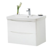 Kartell Arc 800mm Wall Mounted 2 Drawer Unit & Ceramic Basin - White