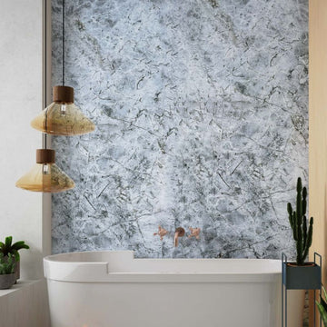 Premium Large Pacific Blue Marble 1.0m x 2.4m Shower Panel