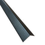 Close-up of an angled metal bar with a sharp end on a white background, possibly a steel corner profile or angle iron.