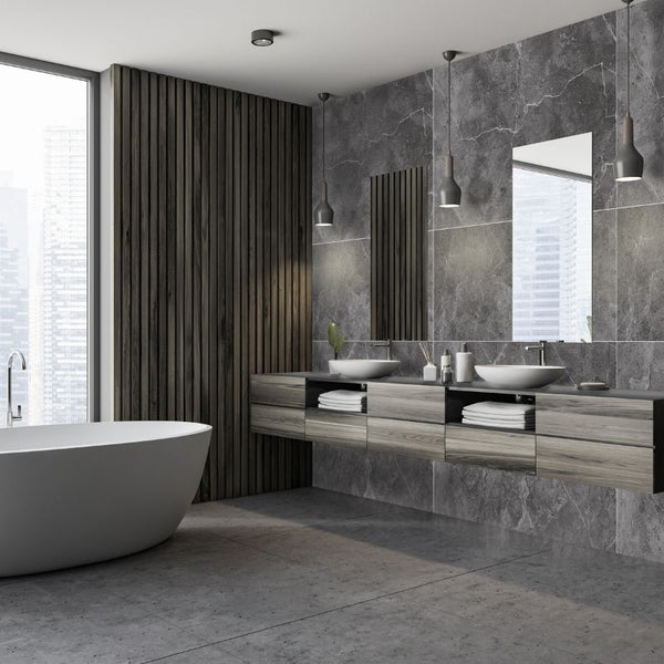 Premium Large Tile Grey 1.0m x 2.4m Shower Panel