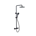 Kartell Nero Round Thermostatic Exposed Bar Shower w/ Overhead Drencher & Sliding Handset