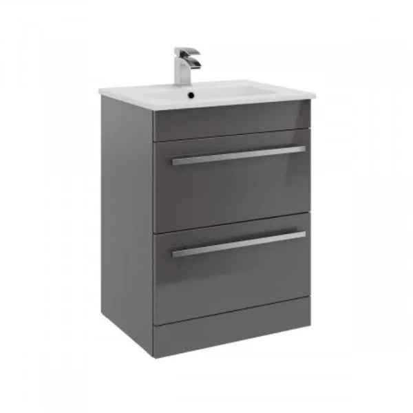 Kartell Purity 800mm 2 Drawer Wall Mounted Unit Storm Grey Gloss