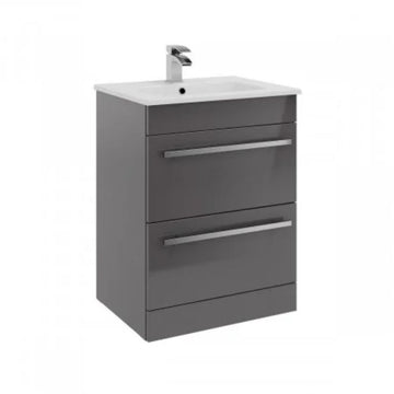 Kartell Purity 600mm 2 Drawer Wall Mounted Unit Storm Grey Gloss
