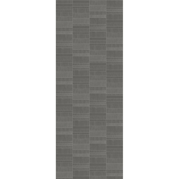 Gray textured wall tiles in vertical alignment with grid pattern design for modern architectural background.