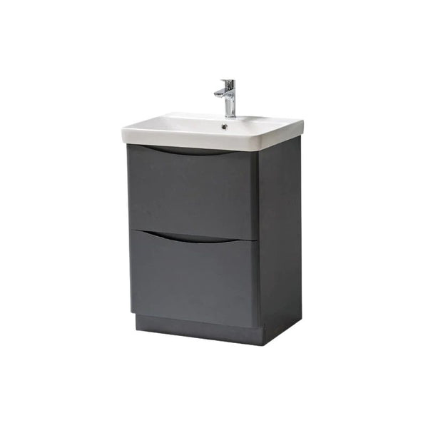 Kartell Arc 500mm Floor Standing 2 Drawer Unit & Ceramic Basin - Matt Graphite