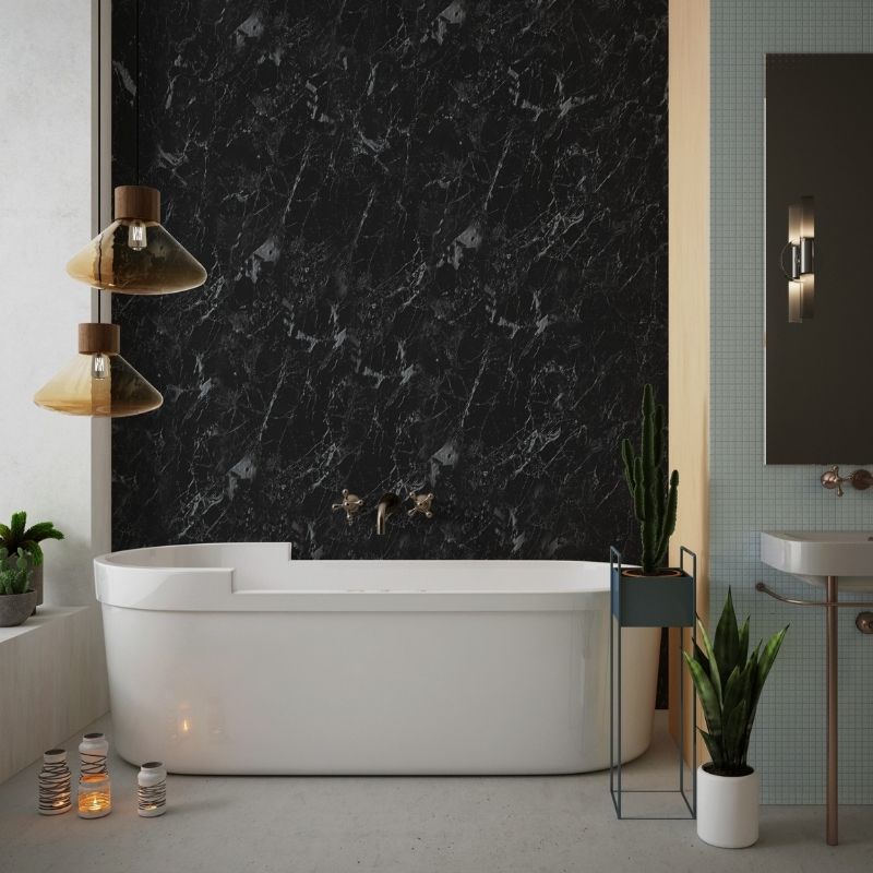 Black Marble PVC Shower Panels | Gloss Finish | The Panel Company