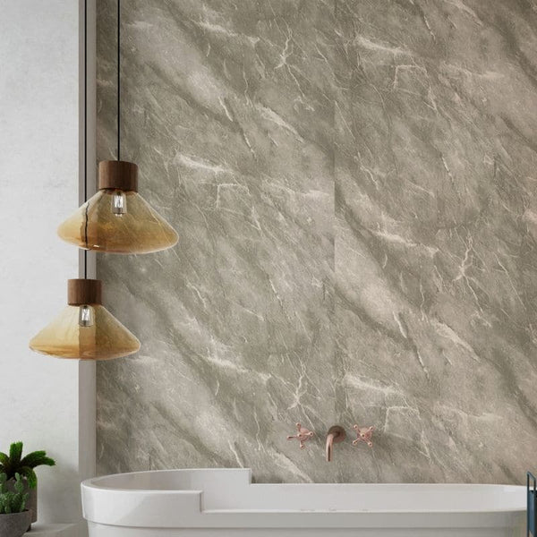 Large Dark Grey Beige Marble 1.0m x 2.4m Shower Panel