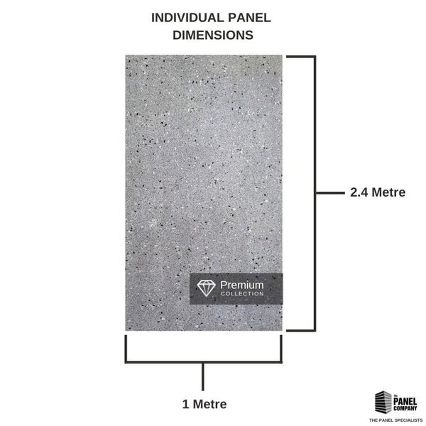 Premium Large Grey Granite Terrazzo 1.0m x 2.4m Shower Panel