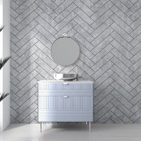 Premium Large Grey Herringbone Tile 1.0m x 2.4m Shower Panel