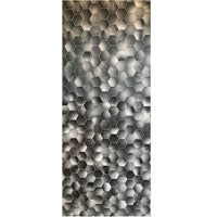 Modern geometric 3D wall panel texture with hexagonal patterns in shades of gray and metallic finish for interior design and architectural details