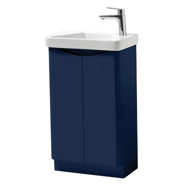 Kartell Cayo 500mm Floor Standing 2 Door Cloackroom Unit & Ceramic Basin - Blue