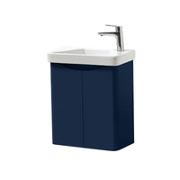 Kartell Cayo 500mm Wall Mounted 2 Door Cloakroom Unit & Basin - Blue