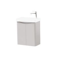 Kartell Arc 500mm Wall Mounted 2 Door Cloakroom Unit & Basin - Cashmere