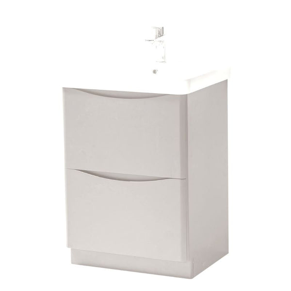 Kartell Arc 600mm Floor Standing 2 Drawer Unit & Ceramic Basin - Cashmere