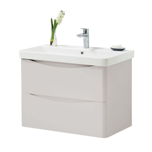 Kartell Arc 800mm Wall Mounted 2 Drawer Unit & Ceramic Basin - Cashmere