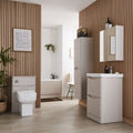 Kartell Arc 500mm Floor Standing 2 Door Cloackroom Unit & Ceramic Basin - Cashmere