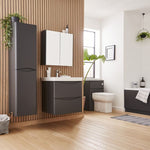 Kartell Arc 500mm Wall Mounted 2 Drawer Unit & Ceramic Basin - Matt Graphite