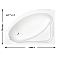 Kartell Formula 1500x1040 offset corner bath L/H