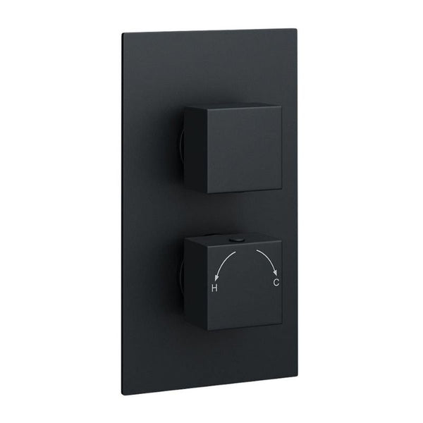Kartell Nero Square Concealed Thermostatic Shower Valve Matt Black