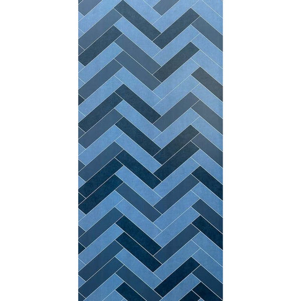 Premium Large Multi Blue Herringbone Tile 1.0m x 2.4m Shower Panel