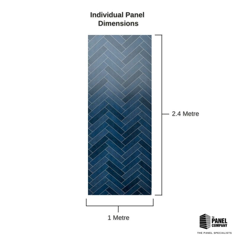 Navy Herringbone Tile Effect Shower Panel The Panel Company