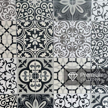 Premium Large Patchwork Black Matt 1.0m x 2.4m Shower Panel