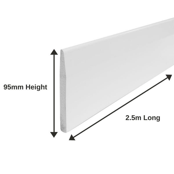 PVC Chamfered Skirting Board 95mm x 2.5 | 2 Pack