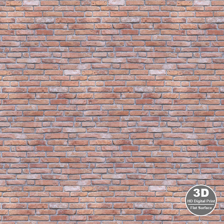 High-resolution 3D digital print of a flat brick wall texture with detailed red and brown bricks for background or wallpaper design