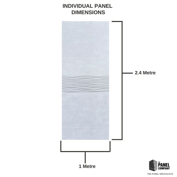 Premium Large Silver Wave Tile 1.0m x 2.4m Shower Panel
