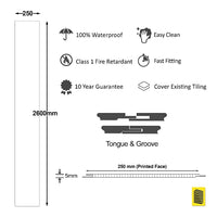 Large Dark Grey Beige Marble Shower Panel