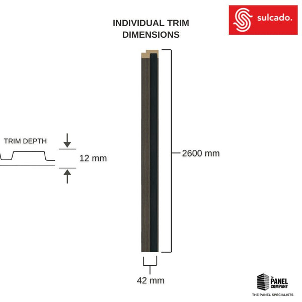 Grey Oak 3D Slat Wall Panel Framing Trim - Sulcado