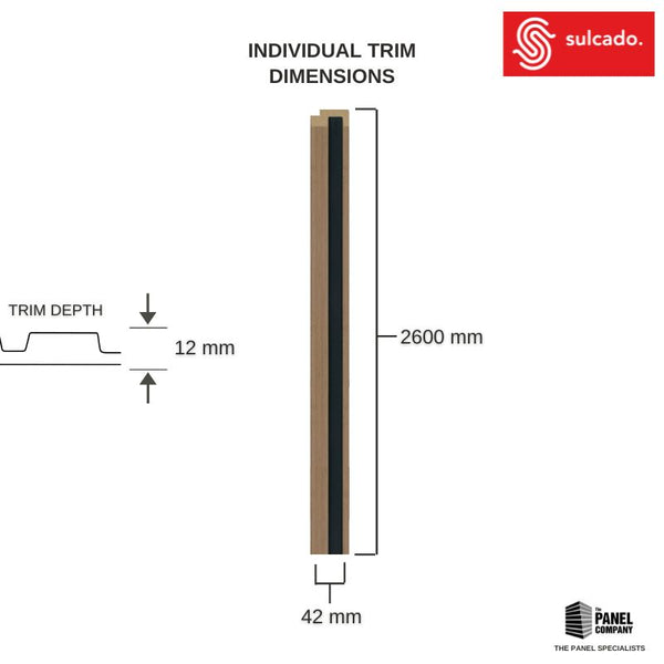 Light Ash 3D Slat Wall Panel Framing Trim - Sulcado