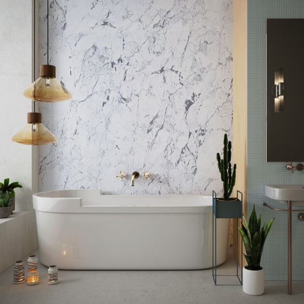 White Marble 1.0m x 2.4m Shower Panel The Panel Company