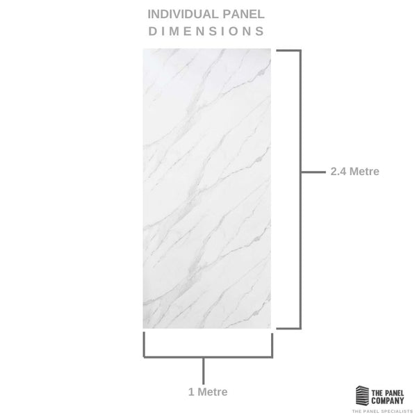 Premium Large Ultra Matt Carrara Marble 1.0m x 2.4m Shower Panel